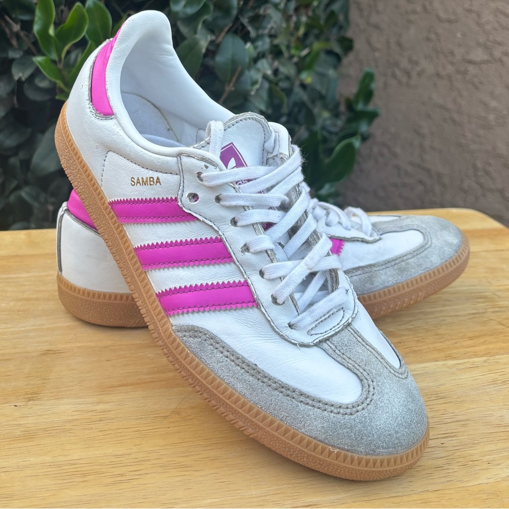 Adidas Samba Big Girls Sneakers - White and Pink